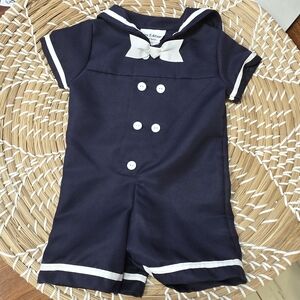 Vintage Sailor Suit Baby Rare Editions Boys Navy Size 12 Months Navy White